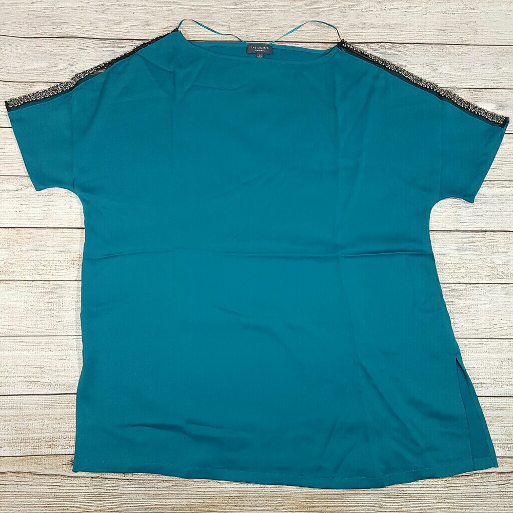 🌟B2G1 NWT The Limited Teal Bead Embellished Top
